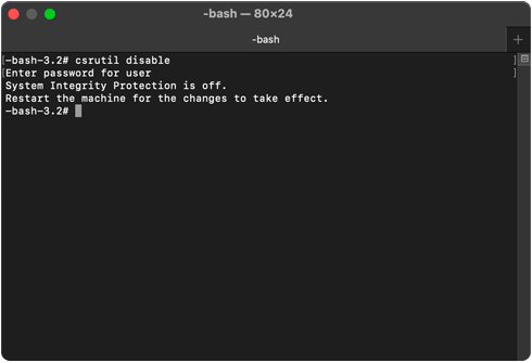 Disable/Enable SIP on Mac