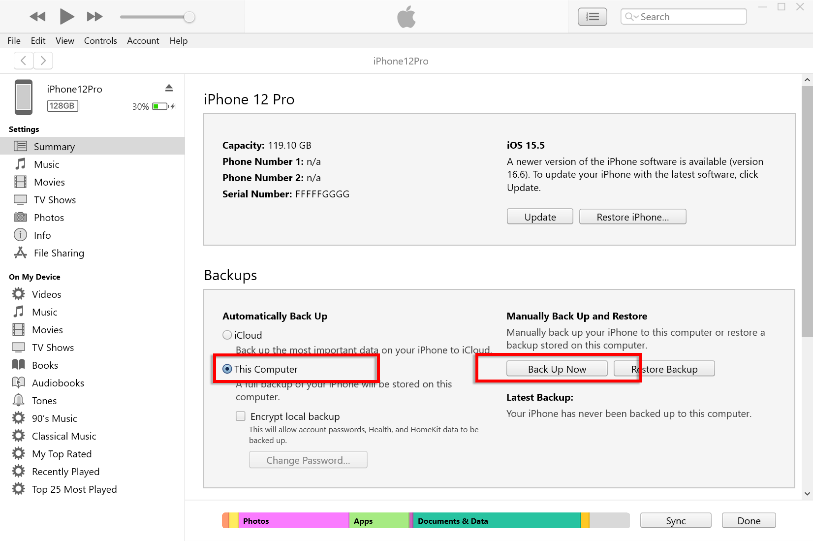 Hacer una copia de seguridad del iPhone o iPad usando iTunes