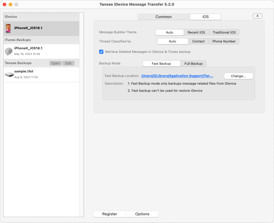 Recupere mensajes eliminados y personalice la ubicación de la copia de seguridad de iTunes